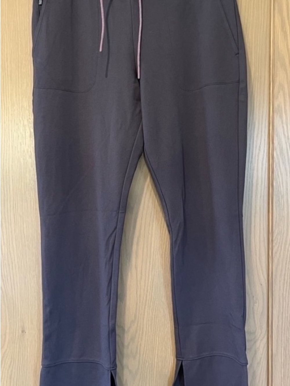 Athleta Hermosa Charcoal gray/purple Track Joggers with Pink Drawstring